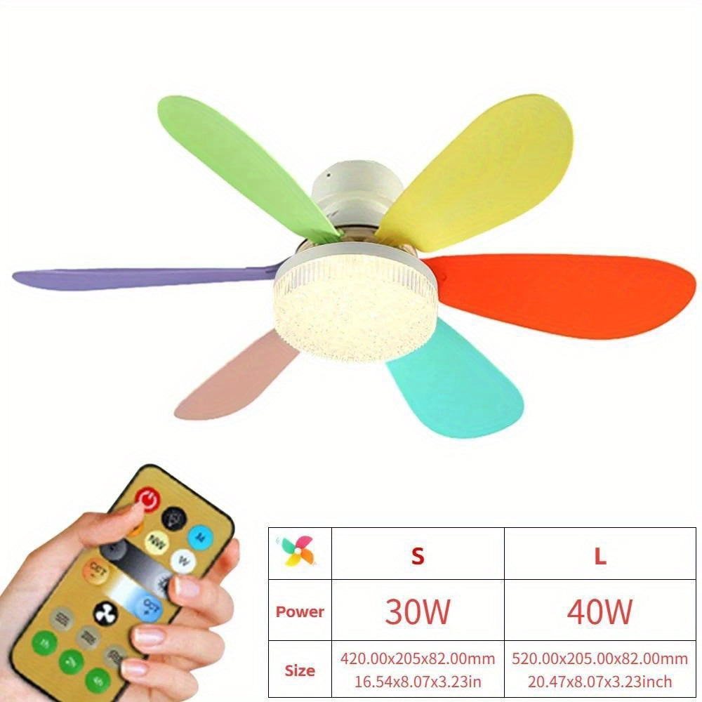 Lámpara de techo inteligente con LED y control remoto - Ahorro de energía, regulable, multifuncional, ideal para oficina, sala de estar, recámara - Ventiladores de techo empotrados modernos