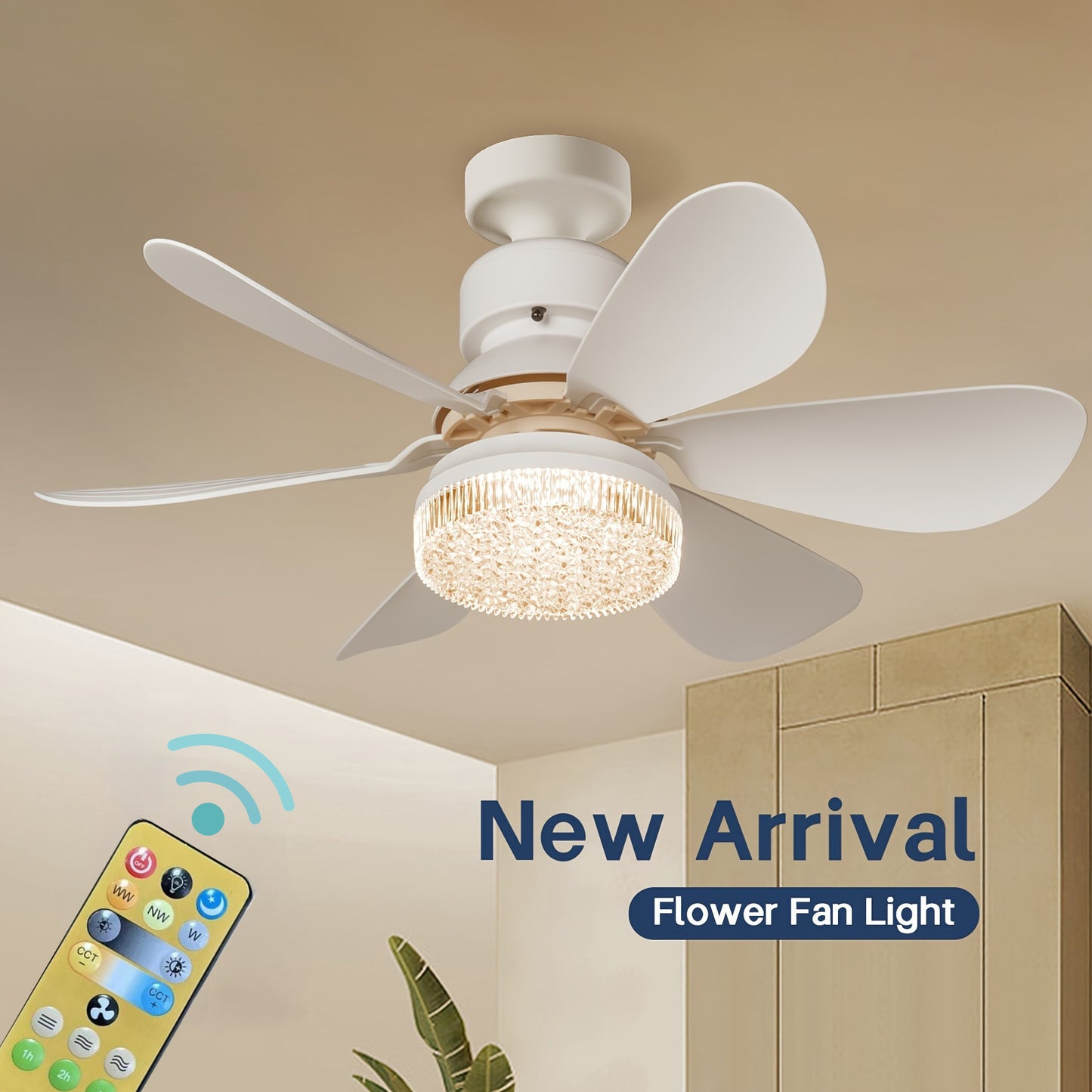 Lámpara de techo inteligente con LED y control remoto - Ahorro de energía, regulable, multifuncional, ideal para oficina, sala de estar, recámara - Ventiladores de techo empotrados modernos