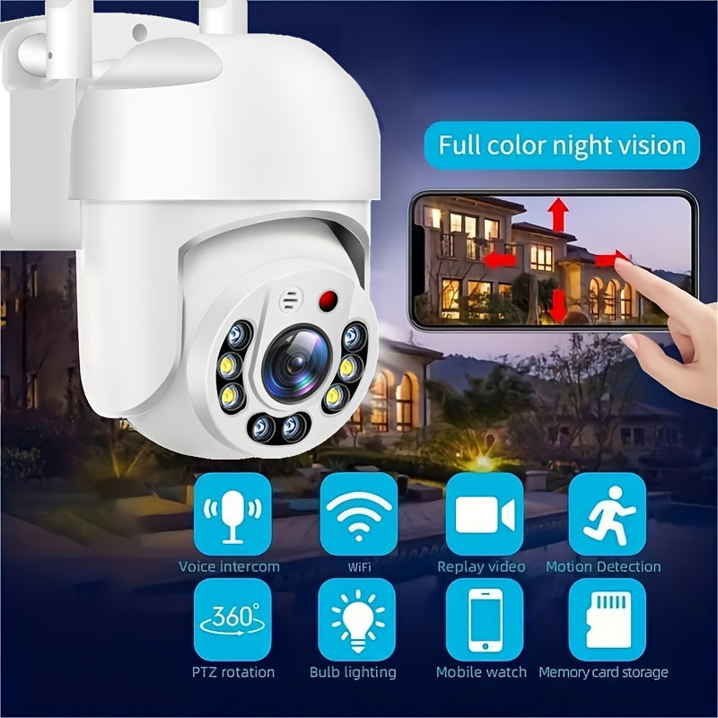 Cámara de seguridad IP CCTV resistente al agua con seguimiento automático PTZ, detección de movimiento de humanoides AI, intercomunicador de voz bidireccional, vigilancia panorámica de 360 grados, cámara de seguridad
