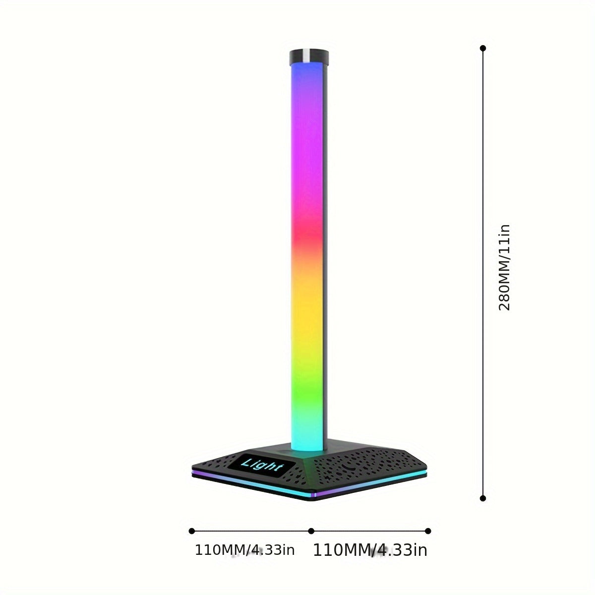 Lámpara de escritorio LED inteligente con control de aplicación - Luz ambiental RGB para juegos con interruptor táctil regulable, soporte para auriculares inalámbricos, acabado de plástico pulido resistente al óxido, alimentación USB