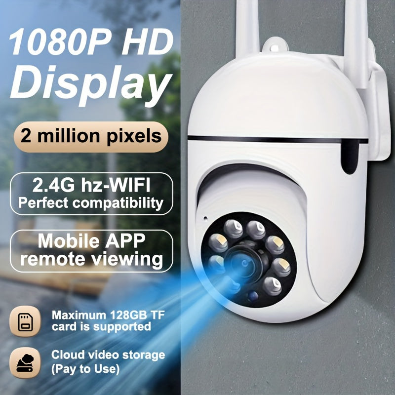 Cámara de seguridad esférica, detección de movimiento, visión nocturna a color, notificaciones de alarma, cámara de seguridad inalámbrica Wi-Fi inteligente 1080P, cámara de monitoreo panorámico de 355 °