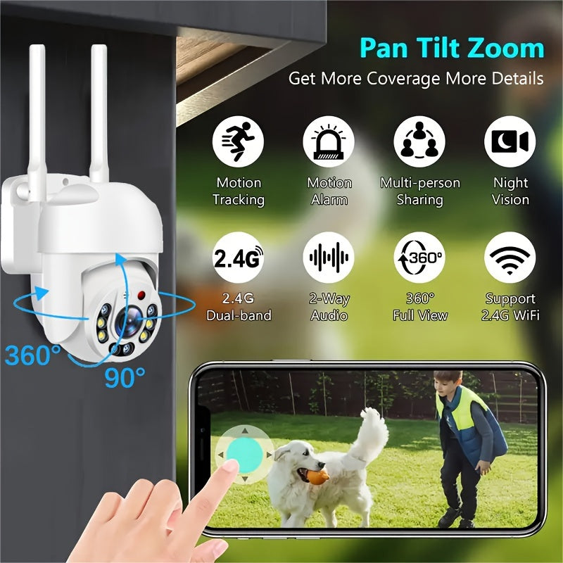 Cámara de seguridad IP CCTV resistente al agua con seguimiento automático PTZ, detección de movimiento de humanoides AI, intercomunicador de voz bidireccional, vigilancia panorámica de 360 grados, cámara de seguridad