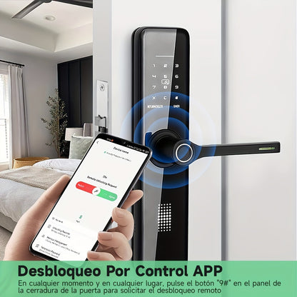 Cerradura de puerta electrónica doméstica con huella digital biométrica, cerradura de entrada sin llave con aplicación y teclado, cerradura de puerta inteligente, cerraduras de puerta frontal