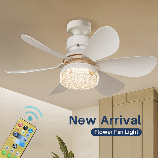 Lámpara de techo inteligente con LED y control remoto - Ahorro de energía, regulable, multifuncional, ideal para oficina, sala de estar, recámara - Ventiladores de techo empotrados modernos