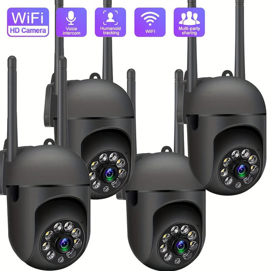 1pc Cámara de seguridad inalámbrica Wi-Fi 1080p, panorámica e inclinable de 355°, visión nocturna a color, detección de movimiento AI, audio bidireccional, grabación de video en tiempo real, interior/exterior, montaje en pared, alimentación USB