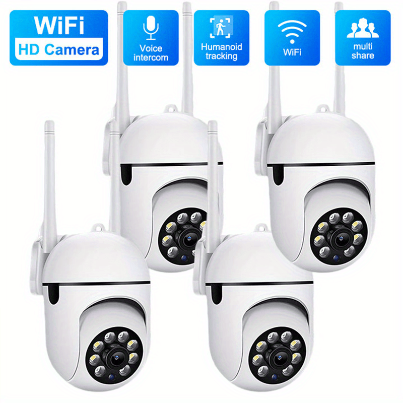 1 cámara de seguridad inalámbrica HD 1080p para interiores/exteriores, audio bidireccional, panorámica/inclinación/zoom, con seguimiento de movimiento, visión nocturna a color