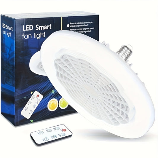 Lámpara de techo inteligente con ventilador LED de 30 W, con sensor de infrarrojos y batería de botón no recargable, 3 velocidades de viento ajustables, compatible con control remoto e interruptor de pared, voltaje de funcionamiento de 85-265 V