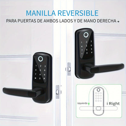 1pc Cerradura inteligente para puerta, cerradura sin llave para puerta, cerradura de huellas dactilares con teclado, cerradura digital con manija para hogar, alquiler, oficina y hotel