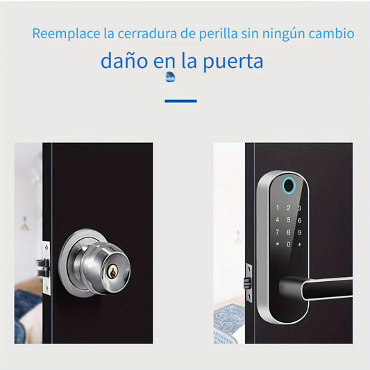 Cerradura inteligente TT Lock, cerradura de puerta sin llave, cerradura de puerta con huella digital y teclado, cerradura digital con manija para hogar, alquiler, oficina y hotel, no incluye batería para tiendas y hoteles