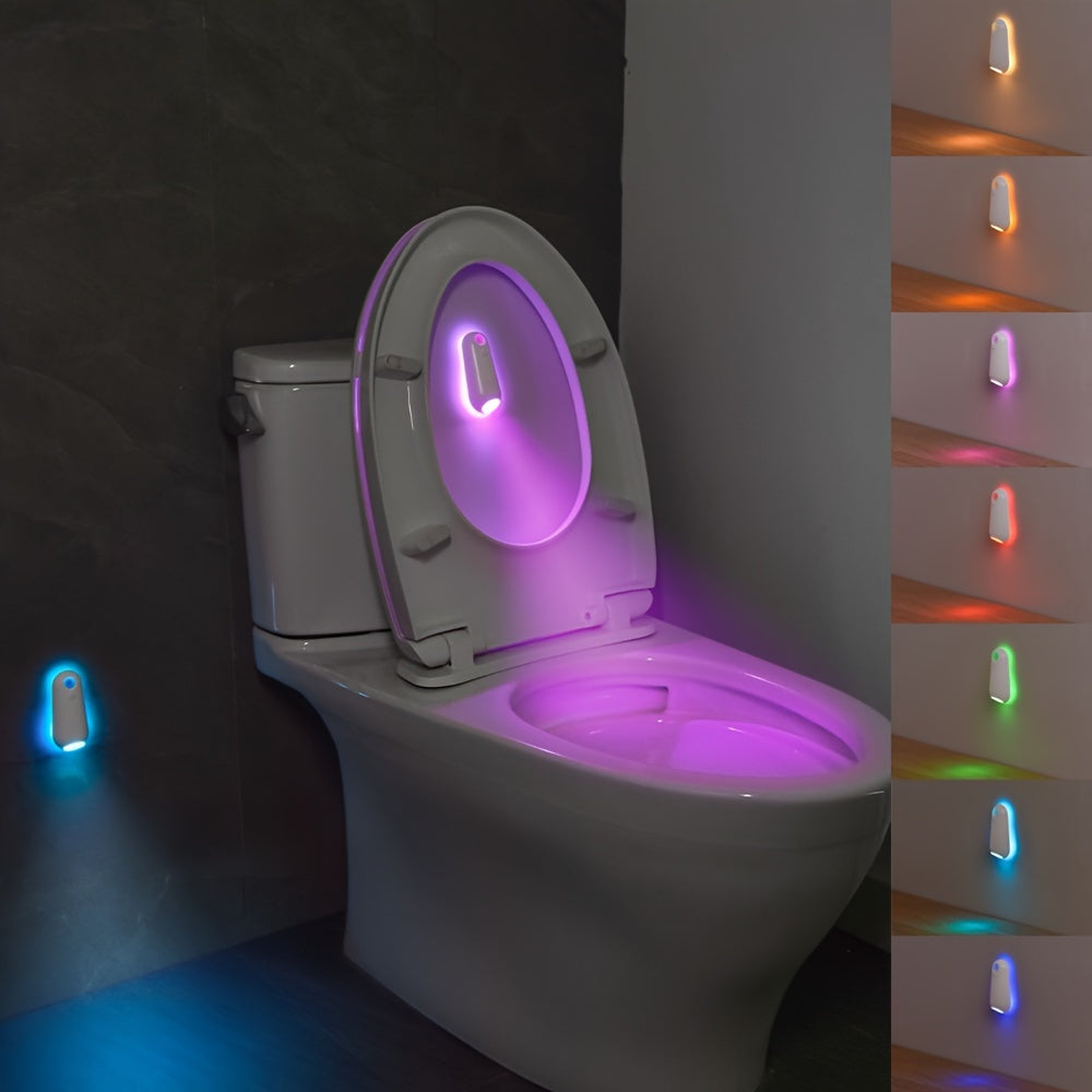 Lámpara de sensores de movimiento inteligentes Shenzhi Tech: Lámpara nocturna de inodoro RGB recargable por USB para hogar y baño - Ajustable, montaje en pared, interruptor remoto, carga por USB, luz LED, 36V o inferior, no resistente al agua