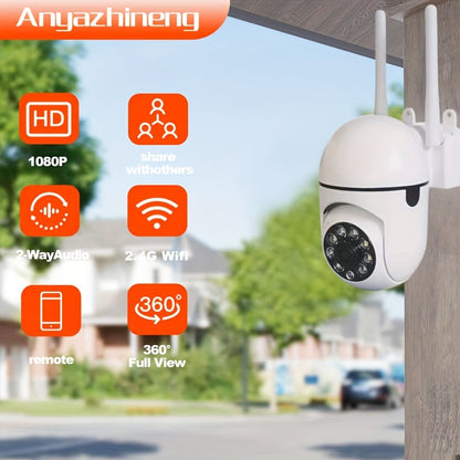 Cámara De Seguridad Anyazhineng Hd Con Visión Nocturna - Cámara Inalámbrica Wifi De 360° Para Interiores/Exteriores, Vigilancia Inteligente Del Hogar Con Visualización Remota Y Audio Bidireccional