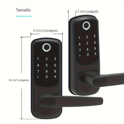 1pc Cerradura inteligente para puerta, cerradura sin llave para puerta, cerradura de huellas dactilares con teclado, cerradura digital con manija para hogar, alquiler, oficina y hotel