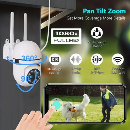 Cámara De Seguridad Anyazhineng Hd Con Visión Nocturna - Cámara Inalámbrica Wifi De 360° Para Interiores/Exteriores, Vigilancia Inteligente Del Hogar Con Visualización Remota Y Audio Bidireccional