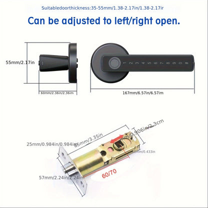 Cerradura inteligente con huella dactilar WINFREE Tuya, entrada sin llave, manija de puerta, protección de seguridad inteligente digital, cerradura con código de contraseña para puerta de madera.