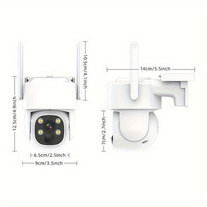 Cámara de seguridad exterior montada en pared inalámbrica WiFi con visión nocturna a color y audio bidireccional de 4MP con energía solar