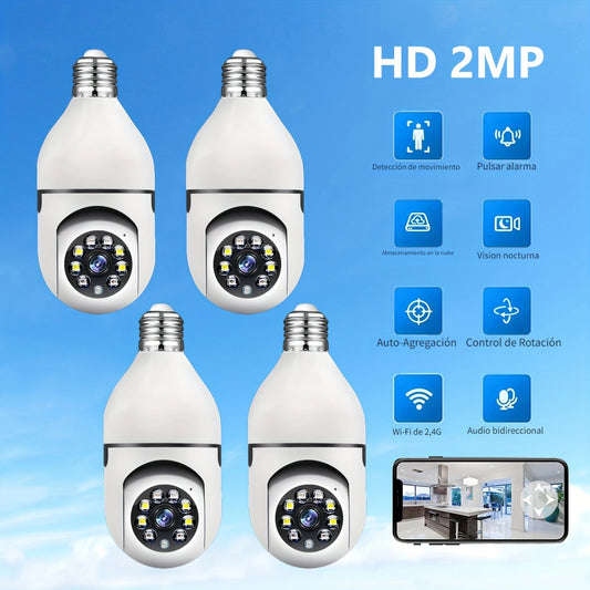 Cámara De Seguridad Inalámbrica HD1080P Para Bombilla, Cámara De Seguridad Inalámbrica, Cámara WIFI Para Interiores Y Exteriores, Cámara IP PTZ Inteligente AI E27, Detección De Movimiento De Audio Bidireccional, Almacenamiento En SD/nube