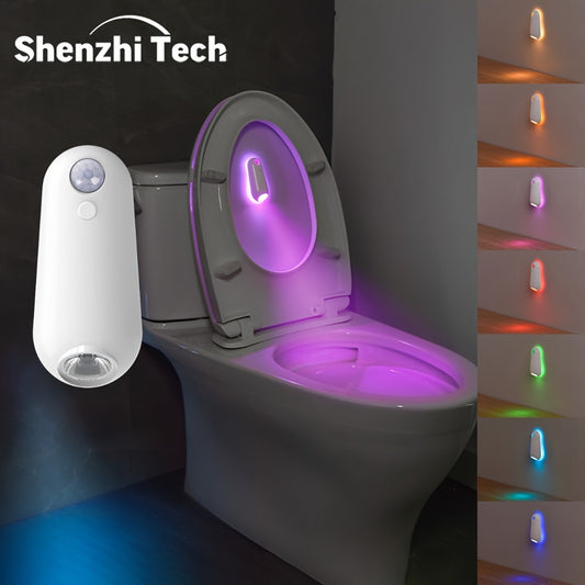 Lámpara de sensores de movimiento inteligentes Shenzhi Tech: Lámpara nocturna de inodoro RGB recargable por USB para hogar y baño - Ajustable, montaje en pared, interruptor remoto, carga por USB, luz LED, 36V o inferior, no resistente al agua