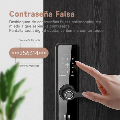 Cerradura de puerta electrónica doméstica con huella digital biométrica, cerradura de entrada sin llave con aplicación y teclado, cerradura de puerta inteligente, cerraduras de puerta frontal