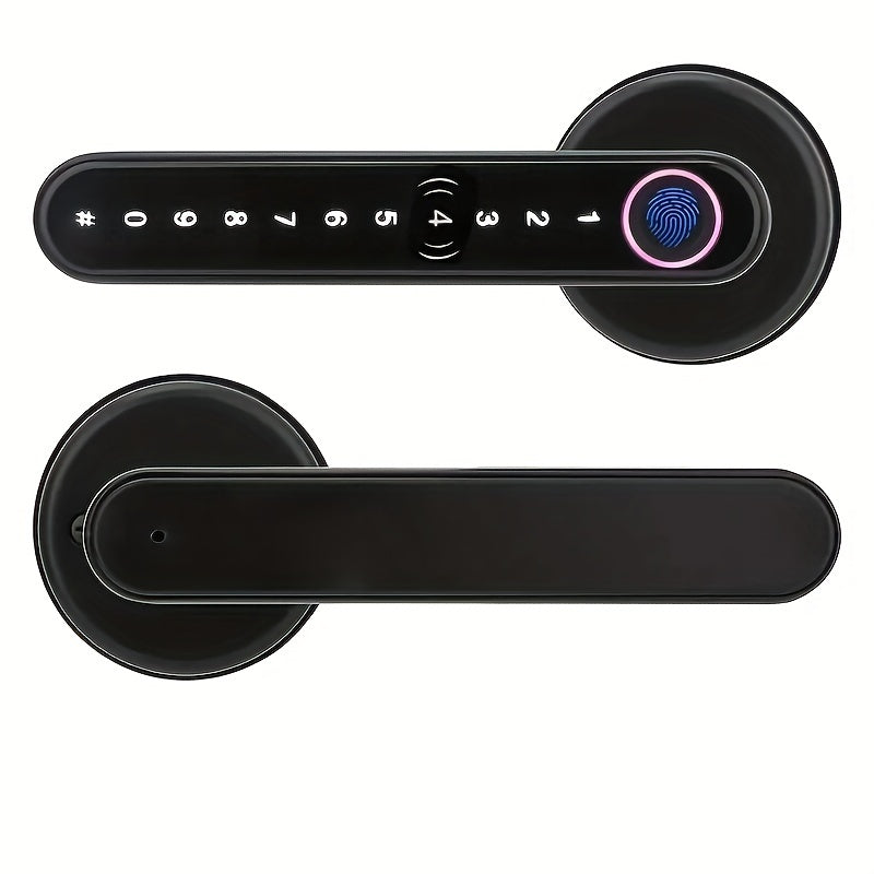 Smart Door Knob, Cerradura de puerta con huella digital, Cerradura inteligente biométrica con huella digital, SIN APP, Negro y plateado, ideal para dormitorios, vestuarios, apartamentos, oficinas, hoteles