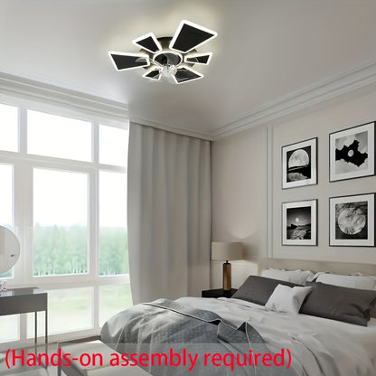 Ventilador de Techo Moderno con Luz LED Inteligente - Control Remoto, 6 Velocidades, Regulable en 3 Colores, Ideal para Sala de Estar, Dormitorio, Cocina - Negro/Blanco